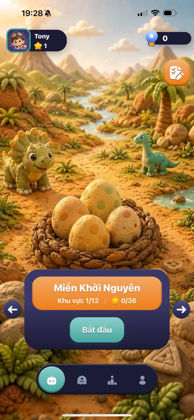 MathPlay world screen with a nest of eggs and a start button.