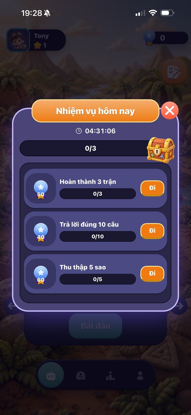 MathPlay daily missions panel.